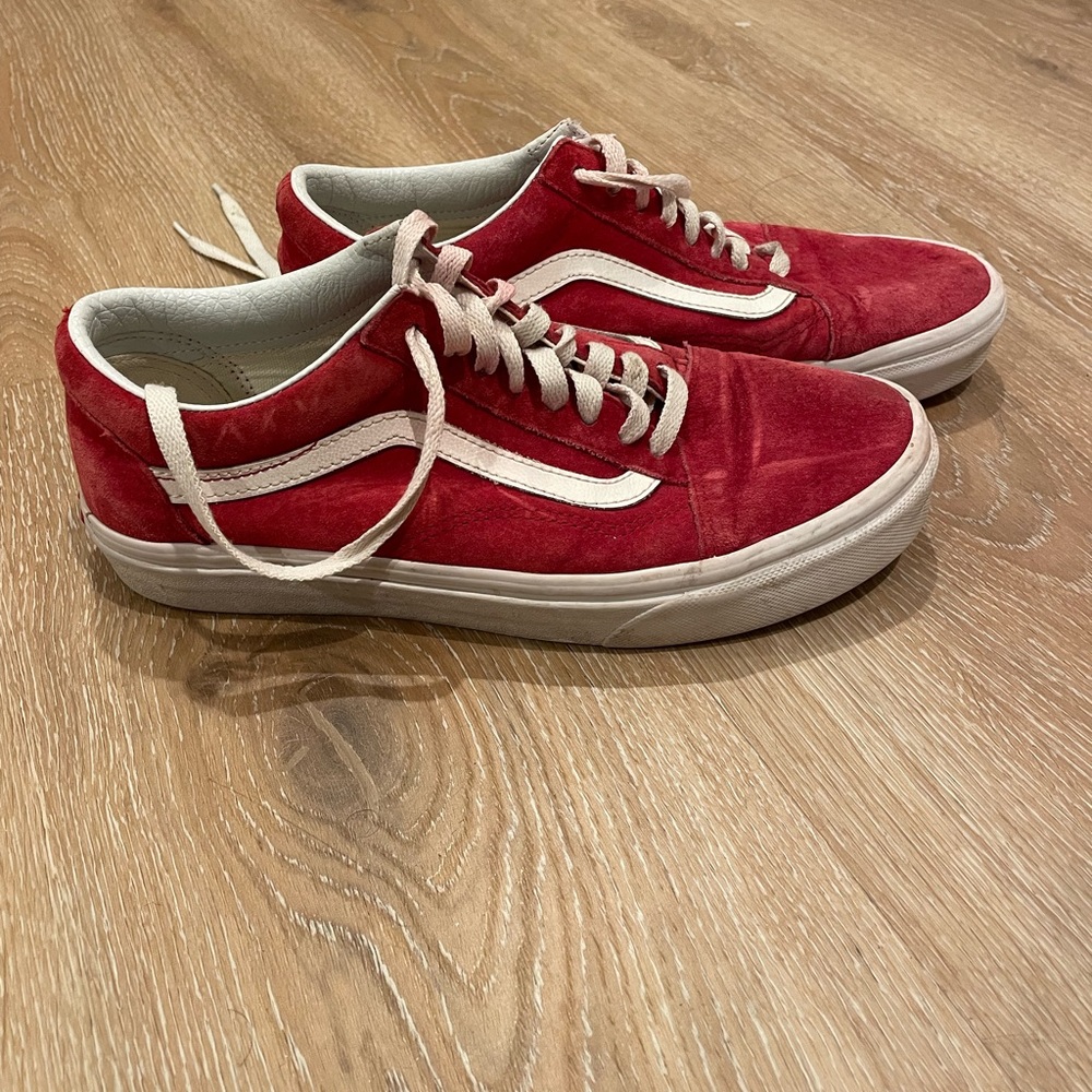 Red suede old skool vans